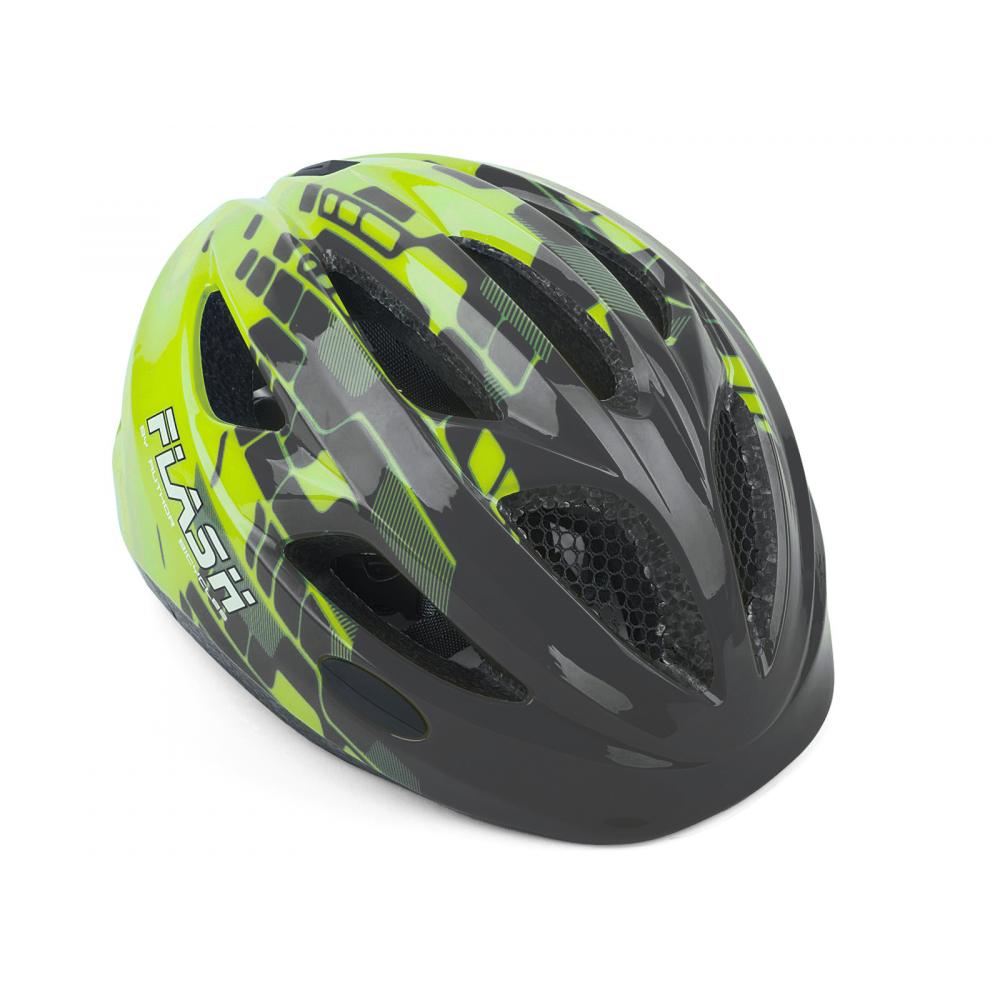 Шлем 8-9090138 Flash X8 Grey/Yell-Neon matt INMOLD детский/подр. СВЕТОД. ФОНАРИК 6 красн.LED диод. 3 8-9090138
