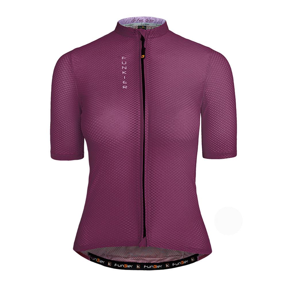 Велофутболка 13-911 женская JW-2108 BORDO WOMEN elite mesh jersey с длинной молнией, фиолетовая L FU 13-911