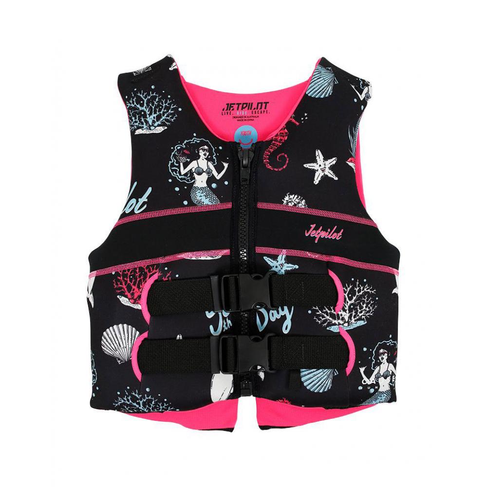 Спасательный жилет неопрен детский Jetpilot Cause Teen ISO 50N Neo Vest Girls black/pink S23 (200841 23-060000007