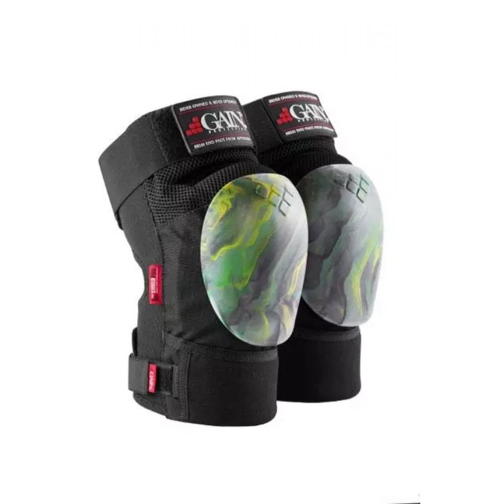 Защита 03-001282 на колени, THE SHIELD PRO hard shell knee pads размер L 39-44см золото-зеленый GAIN 03-001282