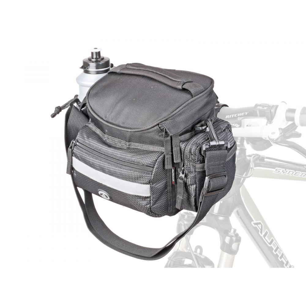 Сумка 8-15002530 на руль A-H740N 25,4/31,8мм V=7л с чехлом б/съемн. (15) черно-серая AUTHOR 8-15002530
