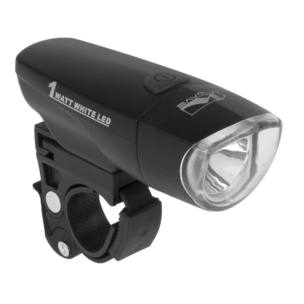 Фара 5-220950 1д. повыш. ярк. 1W/3ф. черная с батар. APOLLON 1.3 1 WATT M-WAVE 5-220950