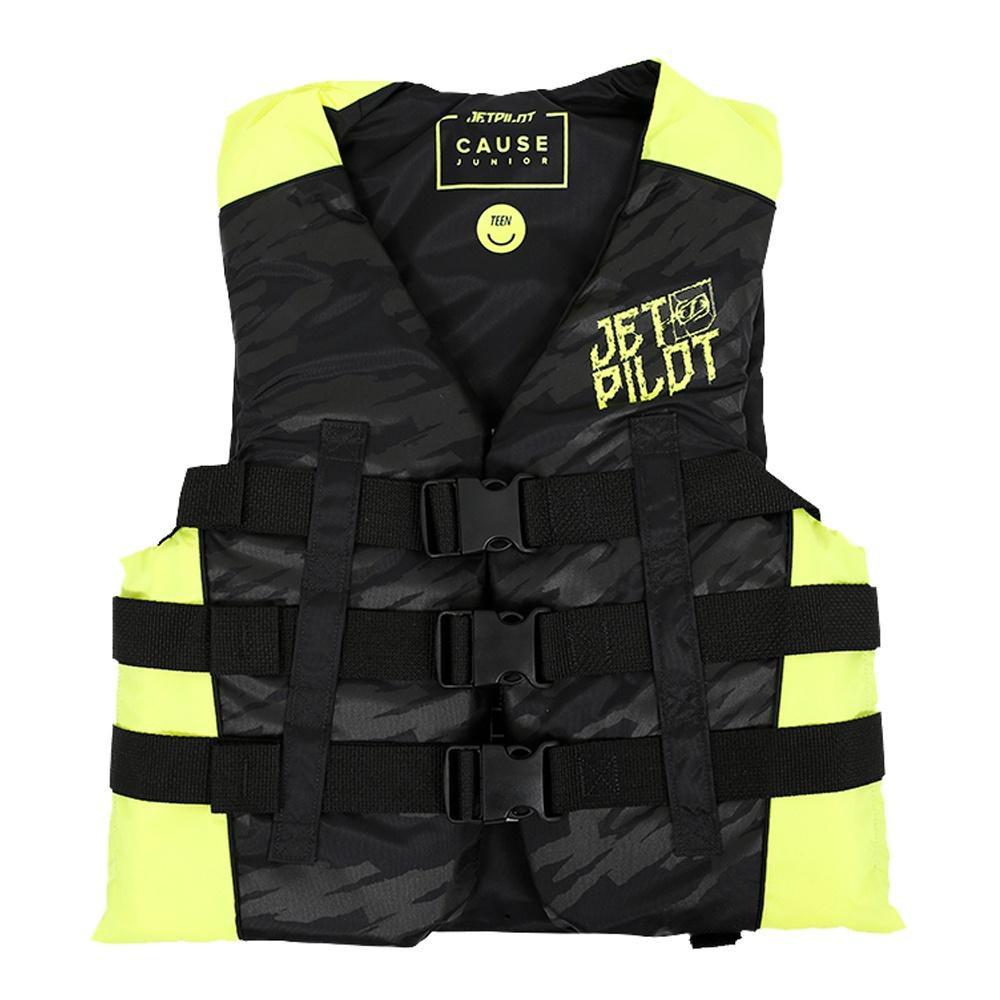 Спасательный жилет нейлон детский Jetpilot Cause Teen ISO 50N Nylon black/yellow S23 (1908412, 168 c 23-050000092