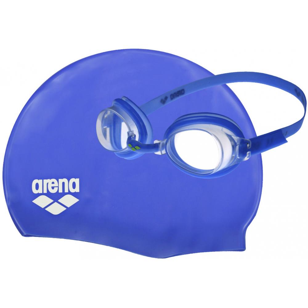 Очки для плавания ARENA POOL JR SET (ОЧКИ+ШАПКА) blue-clear-blue-white 92423 070 Arena 19 20 19-110000012