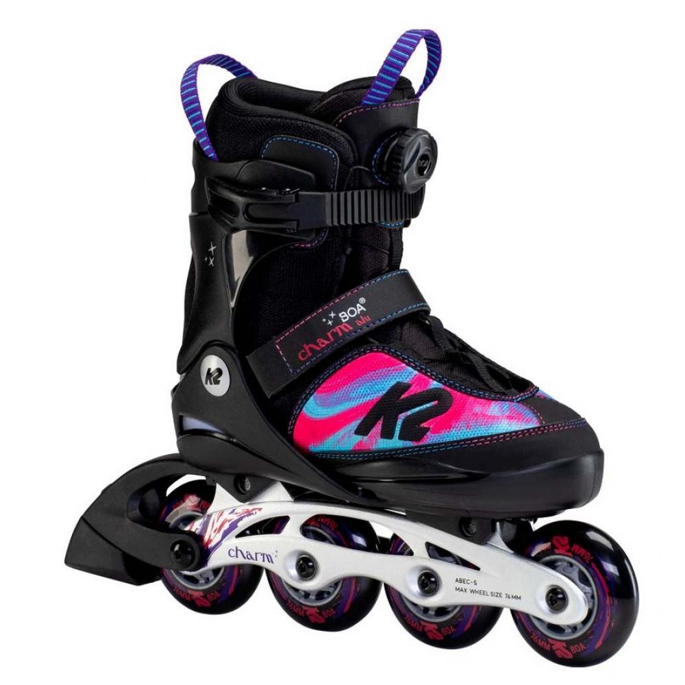 Коньки роликовые K2 26 CHARM BOA ALU purple swirl L 30F0120.1.1L