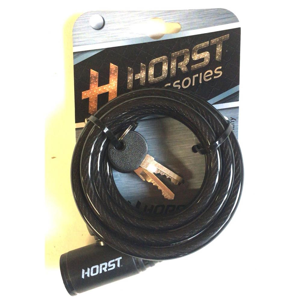 Замок 09-100135 вело 8х1800мм автом. на ключе с защитой черный HORST 09-100135