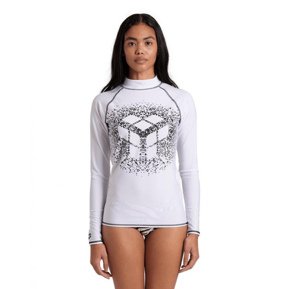 Футболка с длинным рукавом ж arena rash vest l/s graphic w white-black 006289 155 xl arena 24 25 ут0 24-1200000073