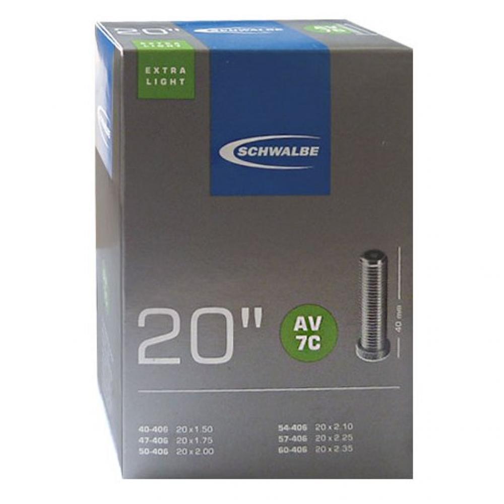 Камера. 20" авто 05-10415710 AV7C EXTRA LIGHT 20х1.50-2.50 (40/60-406) IB AGV 40mm. SCHWALBE 05-10415710