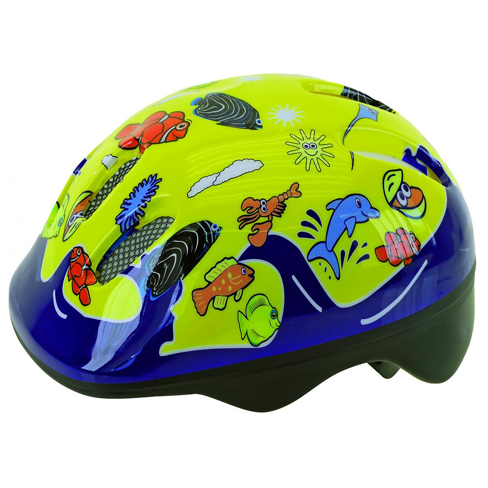 Шлем .детский/подростк. 5-731076 с сеточкой 6отв. 52-56см SEA WORLD/желтый (10) M-WAVE 5-731076