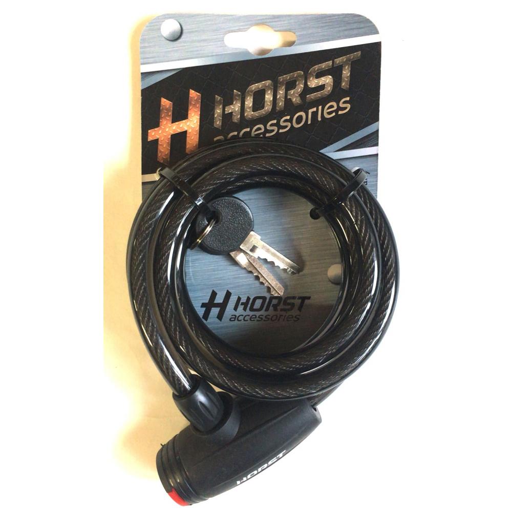 Замок 09-100164 вело 10х1500мм автом. на ключе с защитой черный HORST 09-100164