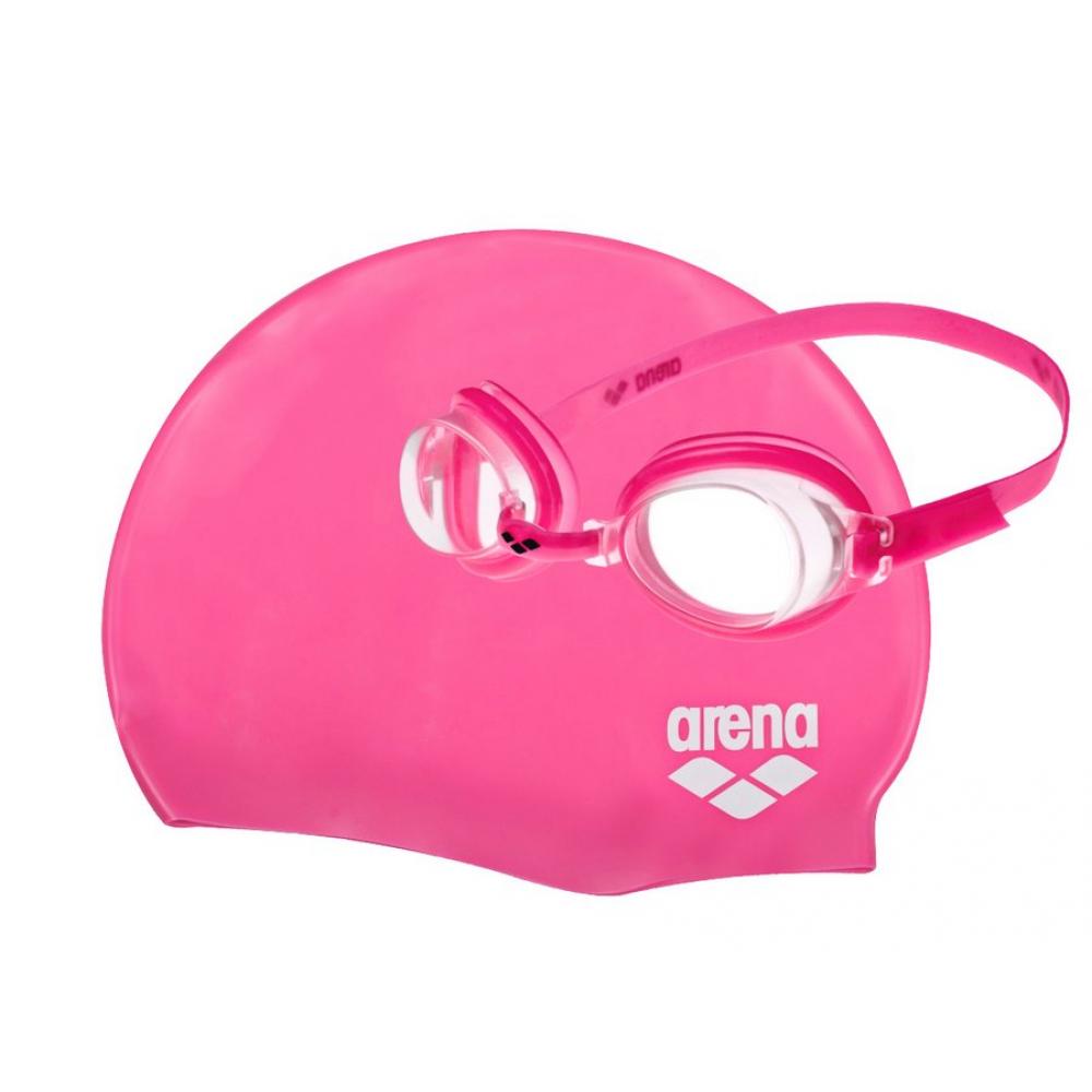 Очки для плавания ARENA POOL JR SET (ОЧКИ+ШАПКА) fuchsia-clear-fuchsia-white 92423 092 Arena 22 23 23-010000028
