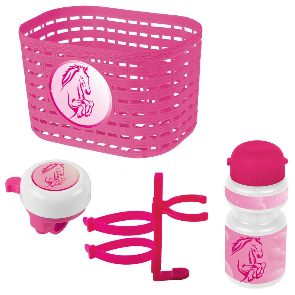 Корзина+фляга+звонок 5-650040 комплект розовый "лошадка" VENTURA KIDS 5-650040