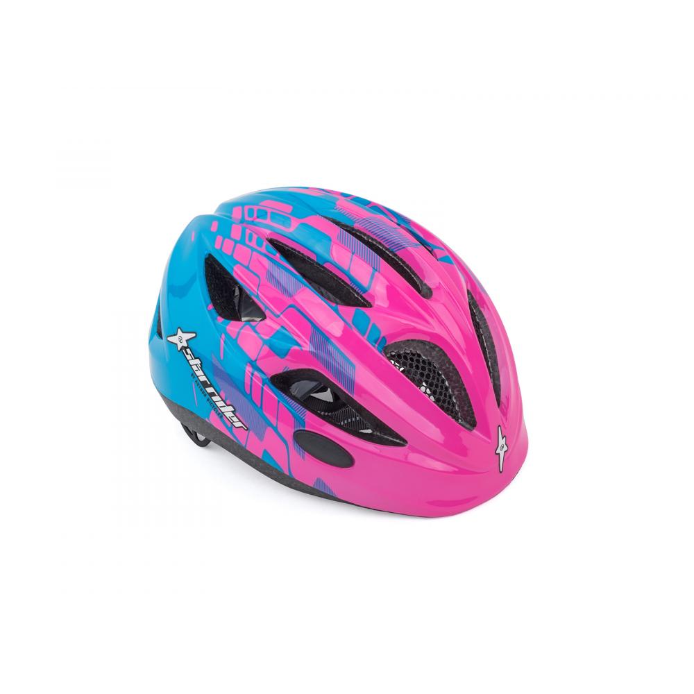 Шлем 8-9090150 Star Rider Inmold подростковый 11отв 46-51cm (pink-neon/blue) AUTHOR 8-9090150