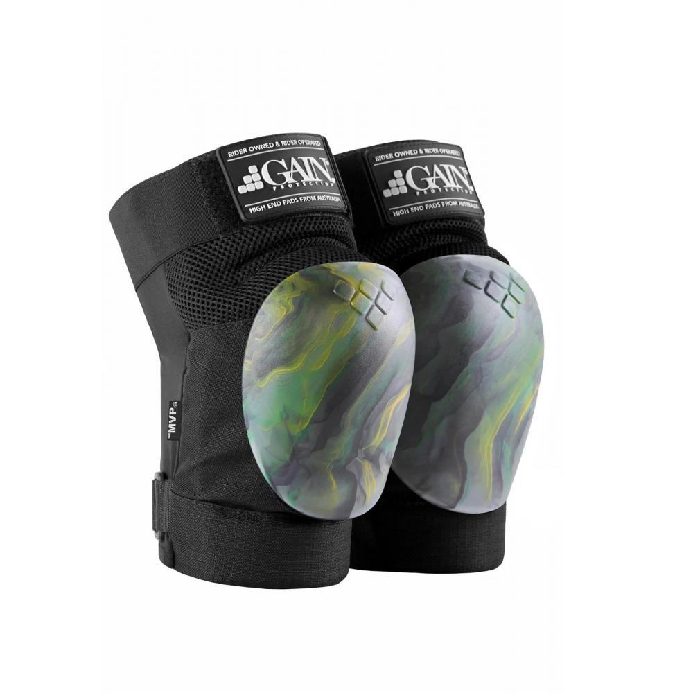 Защита 03-001303 на колени, THE MVP hard shell knee pads размер XL-XXL 39-46см золото-зеленый GAIN 03-001303