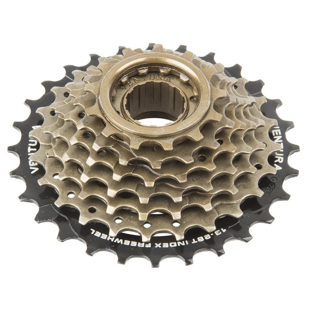 Кассета трещ. 7ск. 5-700176 FREEWHEEL 7х13-28 черно-коричневая, HG-копия SHIMANO-совместимая VENTURA 5-700176