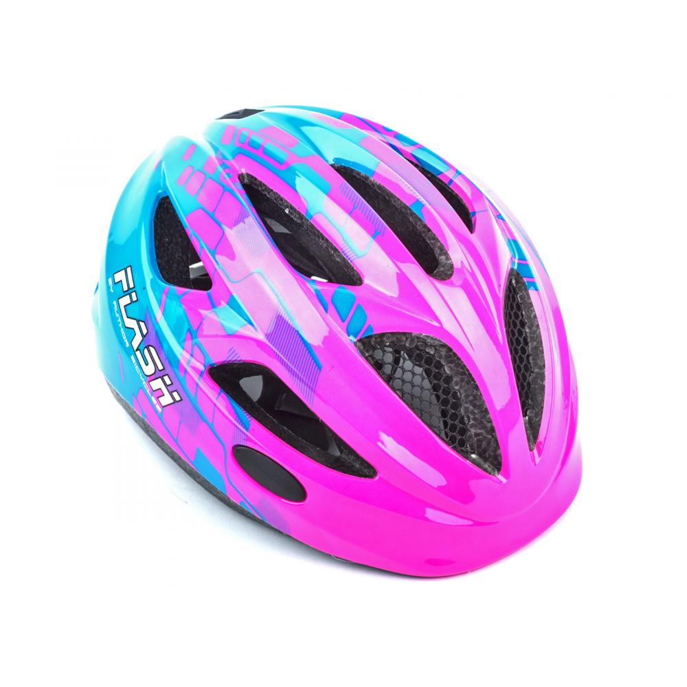 Шлем 8-9090136 Flash X8 Pink/Blue matt INMOLD детский/подр. СВЕТОД. ФОНАРИК 6 красн.LED диод. 3ф, 11 8-9090136