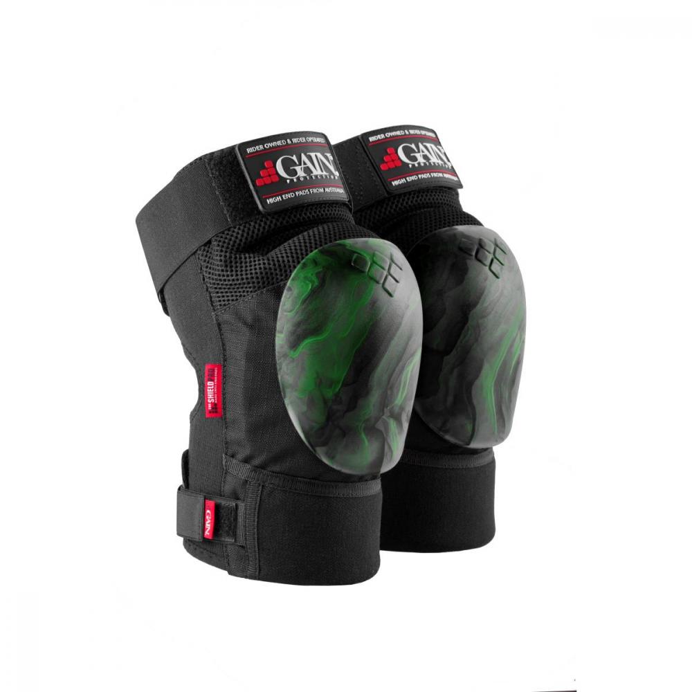 Защита 03-001261 на колени, THE SHIELD PRO hard shell knee pads размер M 35-40см зеленый-черн. GAIN 03-001261