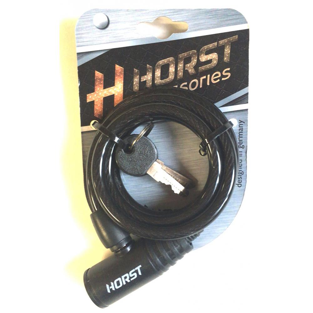 Замок 09-100133 вело 8х1200мм автом. на ключе с защитой черный HORST 09-100133