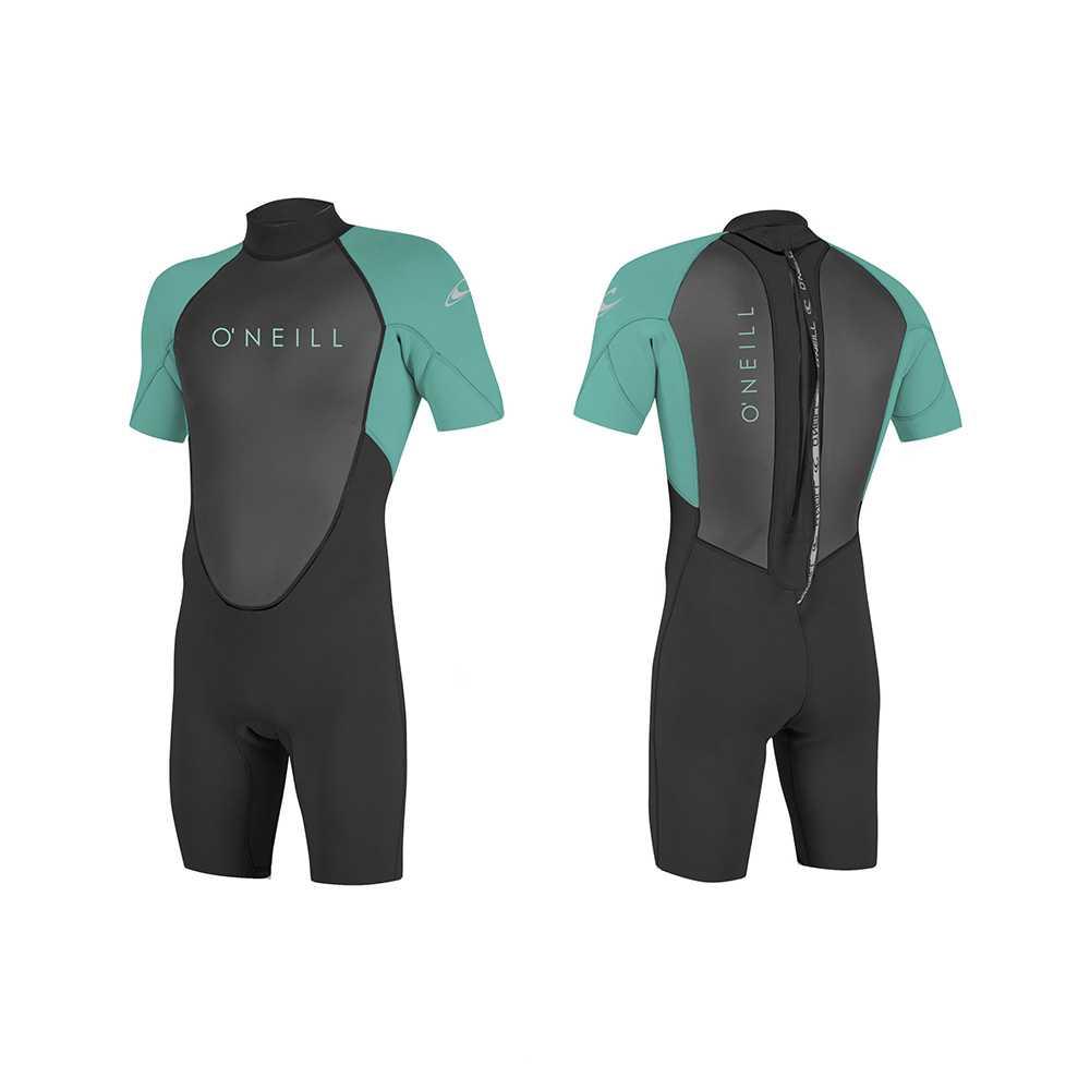 Гидрокостюм детский короткий O'Neill YOUTH REACTOR-2 2MM BACK ZIP S/S SPRING BLACK/LIGHT AQUA 4 S21 21-100000336