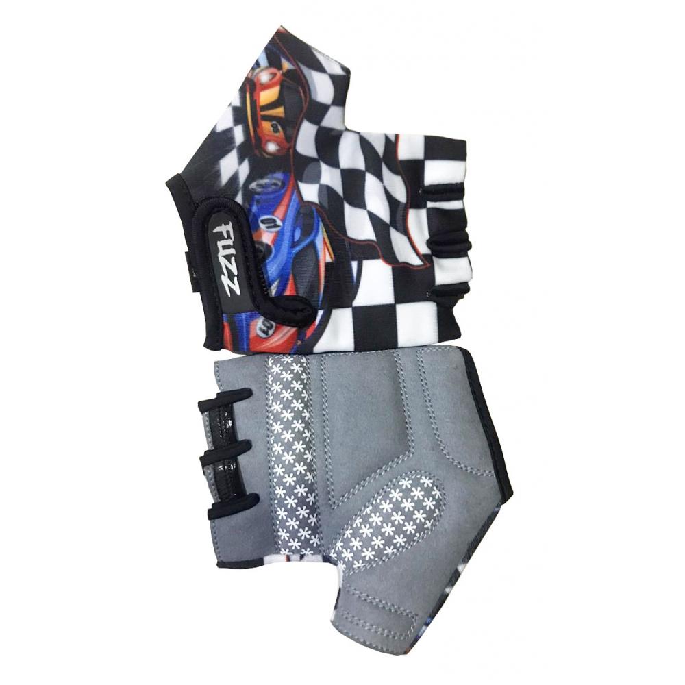 Перчатки 08-202062 детские лайкра RACE CARS бело-черные, р-р 6/М (для 4-6 лет), GRIP GEL, с петелька 08-202062