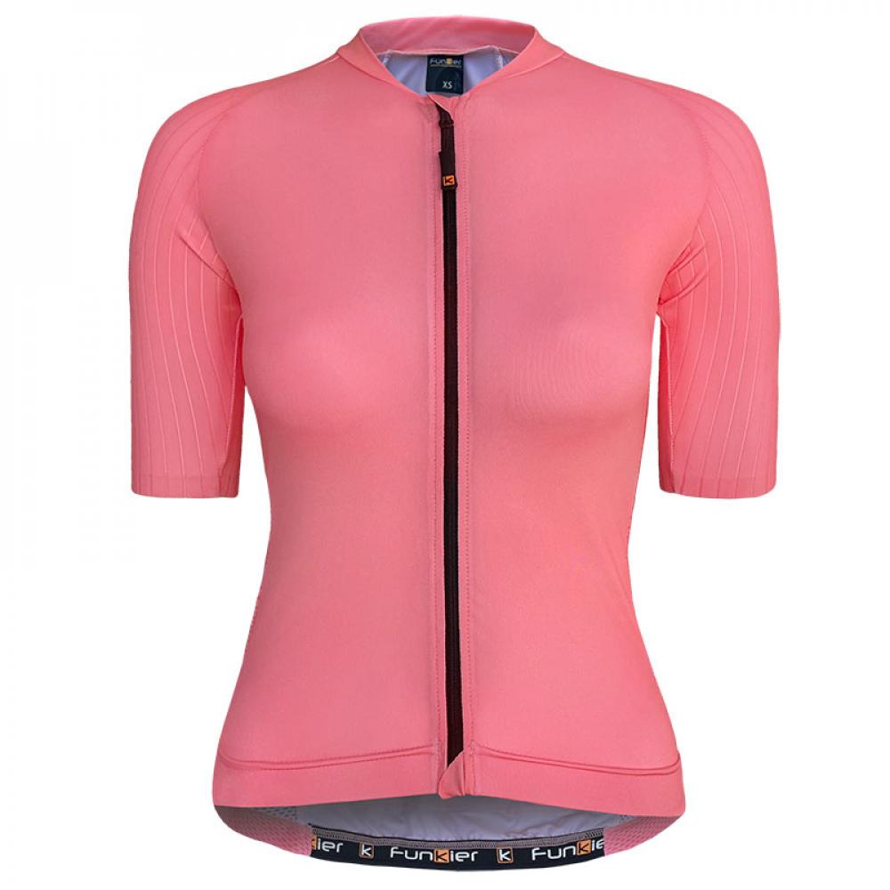 Велофутболка 13-907 женская JW-2105 Pink WOMEN elite short sleeve jersey с длинной молнией, розовая  13-907