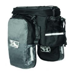 Сумка M-WAVE AMSTERDAM EXP на багажник, с боковыми карманами+отделениее для фляги, с плечевым ремнем, со светоотрающими элементами, V=16л